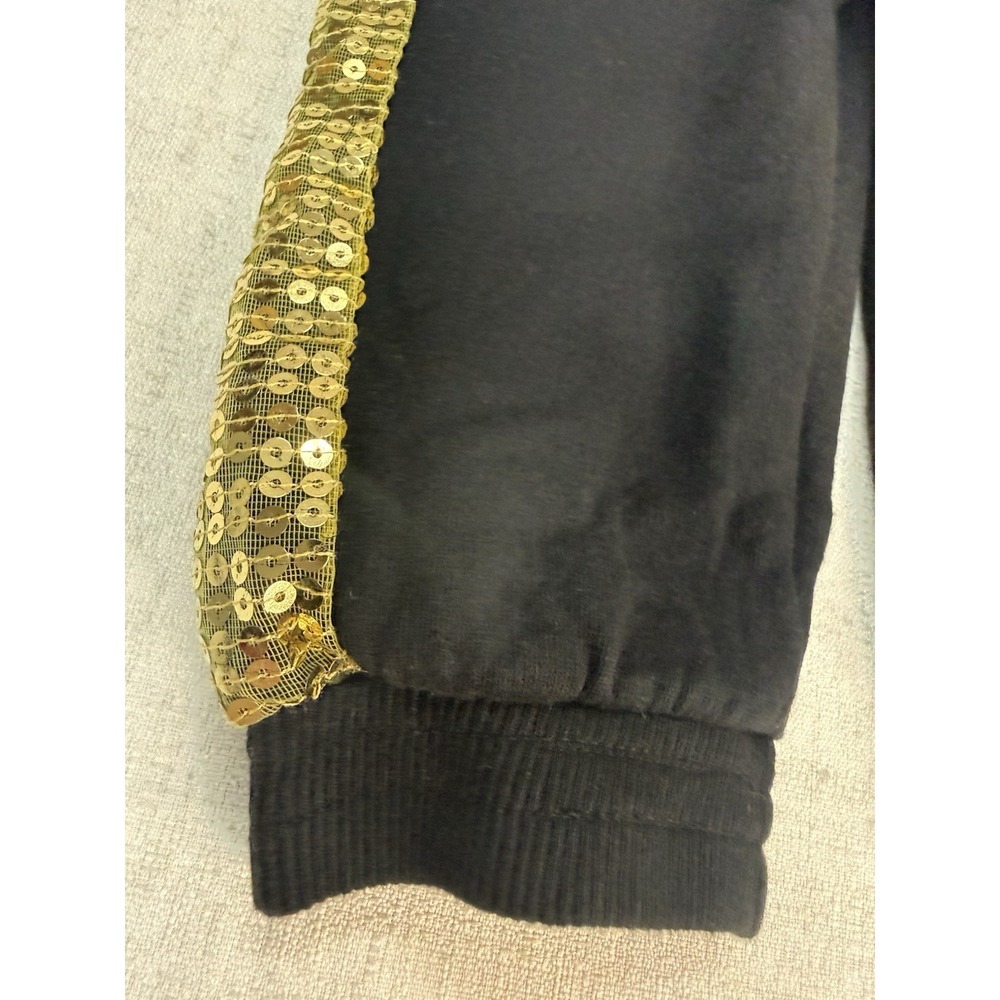 Vintage Girls Size 12M Apple Bottoms Black Sweatpants With Gold Sequins - Picture 2 of 5